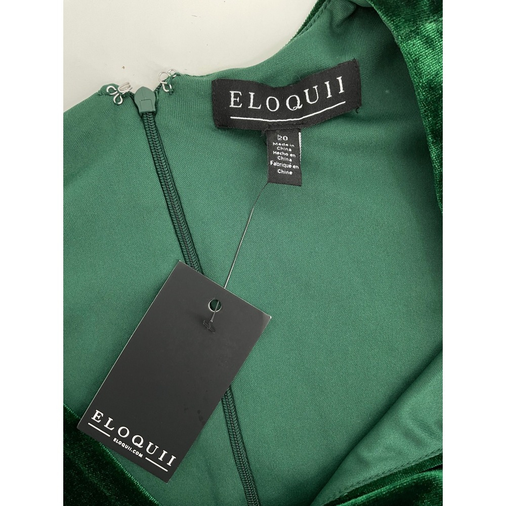 ELOQUII Green Velvet Long Sleeve V Neck romper Elegant Formal Occasion - Picture 6 of 8